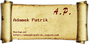 Adamek Patrik névjegykártya